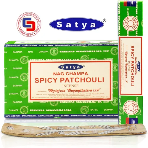 Miniatura 10 de Varillas de incienso aromático Satya Frankincense 180 g (15 g x 12 paquetes) de Satya Sai Baba Nag Champa y paquete de soporte de varillas