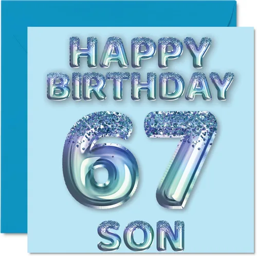 Miniatura 138 de Stuff4 Tarjeta de primer cumpleaños para niños, globo de fiesta con purpurina azul, tarjetas de feliz cumpleaños para niño de 1 año, nieto, hijo, 57