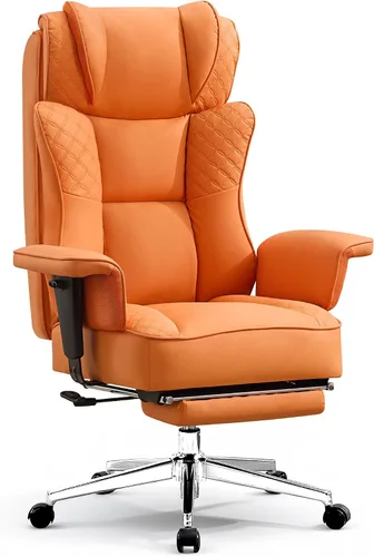 Miniatura 8 de Silla de oficina grande y alta, silla reclinable ergonómica de cuero con reposapiés, cómodas sillas de escritorio ejecutivas para computadora