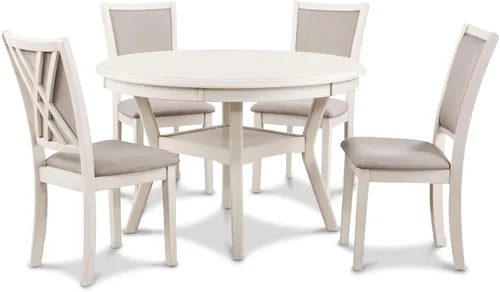 New Classic Furniture Amy - Juego de mesa de comedor de 5 piezas, color beige y marrón