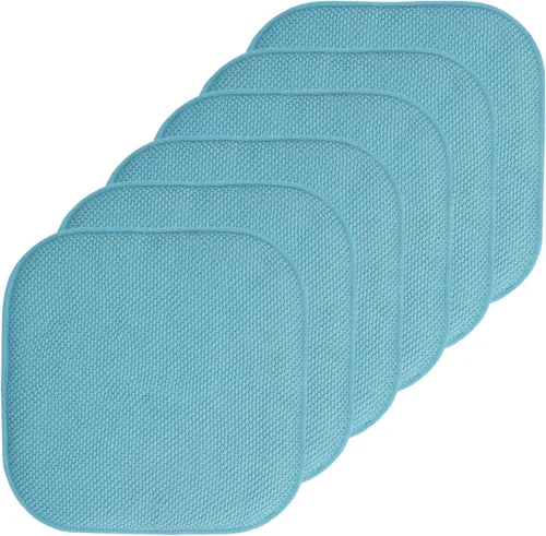Sweet Home Collection - Cojines de espuma viscoelástica con diseño de panal de abejas y esquinas redondeadas de 16 x 16 pulgadas; paquete de 6 Verde