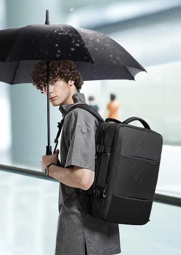 Miniatura 2 de BANGE Mochilas de viaje de 35L, mochila de mano expandible para aviones, mochila impermeable para laptop de 17.3 pulgadas para hombres y mujeres