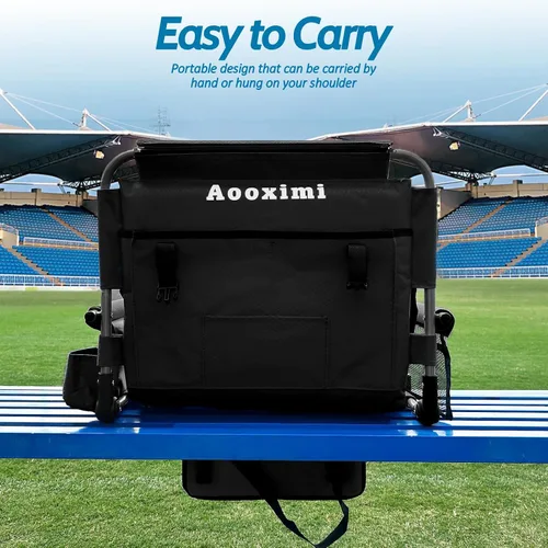 Miniatura 7 de Asientos portátiles para estadio con respaldo y reposabrazos, sillas plegables con respaldo y cojín grueso, silla deportiva acolchada ancha con Gris