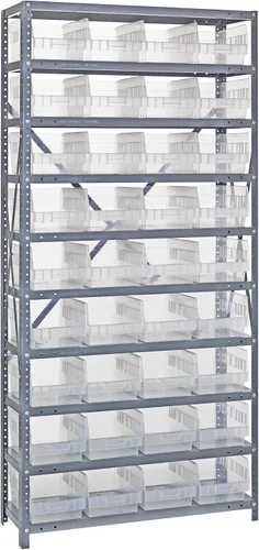 Miniatura 106 de Quantum QSBU-245BK Heavy Duty Shelving Unit with (7) Shelves and (24) QUS245 Black Bins for Garage Warehouse Storage Distribution 400 lb Load