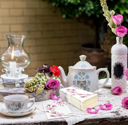 Miniatura 5 de Paquete de 100 servilletas de invitados Pink Magnolia, desechables, florales, para decoración de té de primavera, baño, boda, brunch