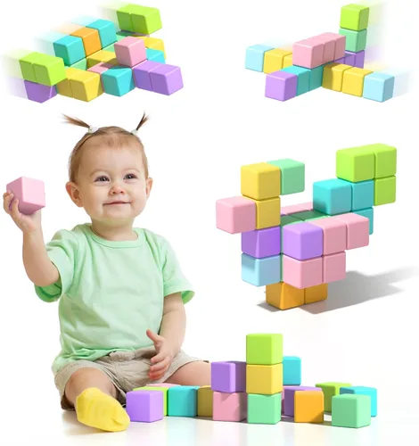 Miniatura 12 de Bloques magnéticos Asago ABC 123 Alfabeto colorido impreso, bloques de construcción para niños pequeños de 1 a 3 años, cubos magnéticos juguetes