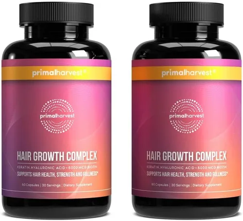Miniatura 8 de Primal Harvest Vitaminas para el crecimiento del cabello, crecimiento del cabello para mujeres y hombres, 60 píldoras de crecimiento del cabello
