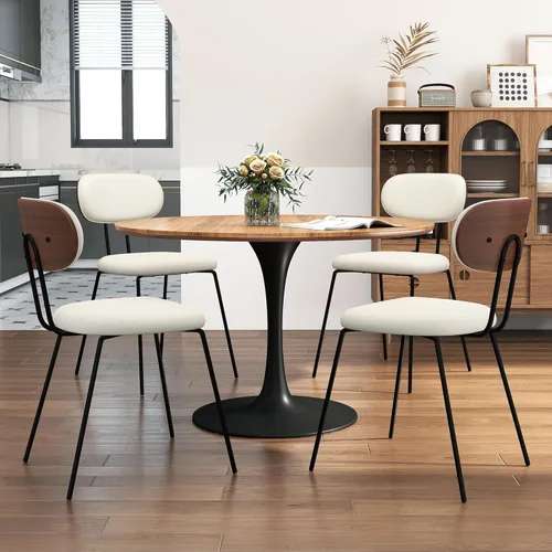 Miniatura 9 de LSSPAID Juego de 2 sillas de comedor tapizadas de tela de lino con respaldo de madera doblada de nogal, sillas de cocina modernas de mediados