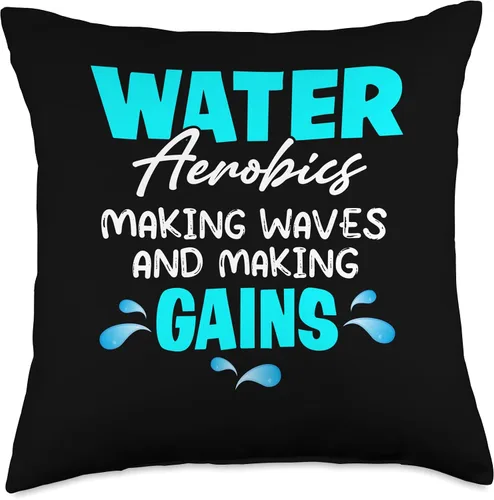 Miniatura 4 de Water Aerobics Aqua Water Instructor Fitness Water Aerobics Waves Making Gains Aquatic Exercise Throw Pillow, 16x16, Multicolor