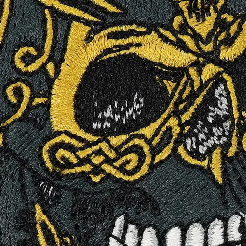 Miniatura 2 de Parche de calavera piratas Parche termoadhesivo de calavera dorada para todas las telas y cuero, calcomanía de cabeza de calavera para ropa