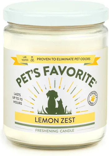 Pet's Favorite Velas perfumadas de limón, velas aptas para mascotas de combustión limpia con una mecha de fibra natural y 70 horas de tiempo de