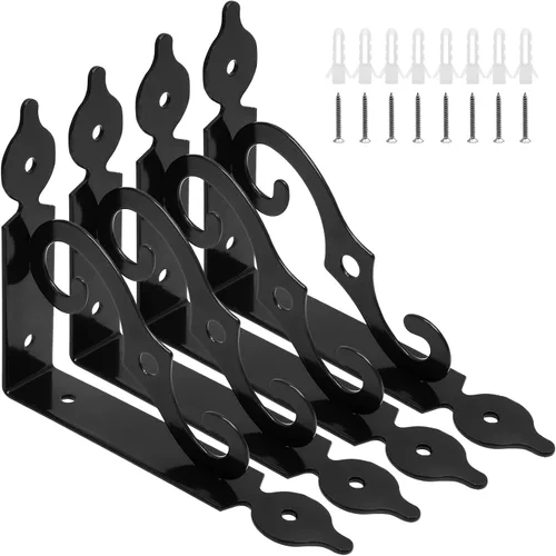 Miniatura 7 de Luomorgo 10 soportes decorativos en L para estantes, montaje en pared, en forma de L, soporte flotante para estante de metal resistente, soporte
