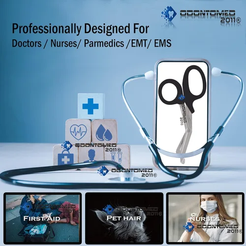 Miniatura 4 de Utilidad odontomed2011 ® 100 Pcs de paramédico vendaje de primeros auxilios Acero Inoxidable Trauma EMT EMS Tijeras Tijeras 7.25" Negro ODM