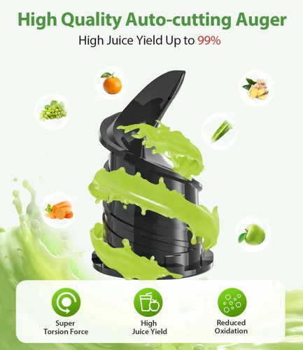 Miniatura 5 de Exprimidor de prensa en frío,Máquina extractora de jugo de canal de alimentación de 6.3 pulgadas de ancho, 300 W de motor de cobre exprimidor lento
