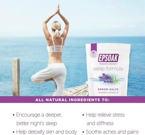 Miniatura 3 de Epsoak Sal de Epsom de 2 libras USP sulfato de magnesio con aroma a lavanda, bolsa de sal de Epsom resellable, fabricada en los Estados Unidos