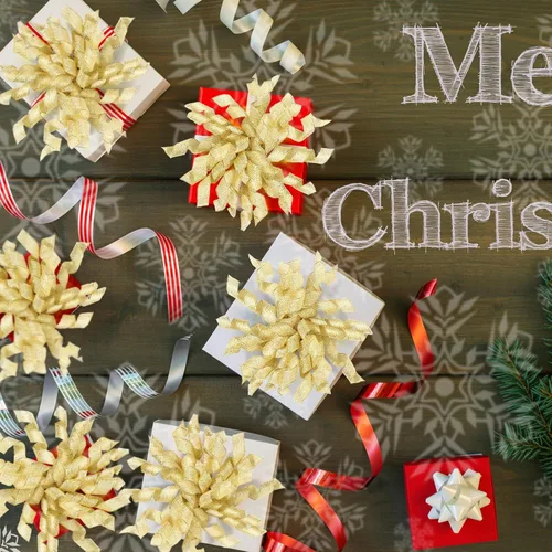 Miniatura 5 de Xinnun 24 lazos para envoltura de regalos, lazo rizado de Navidad de 6 pulgadas, lazos de regalo autoadhesivos con purpurina para manualidades