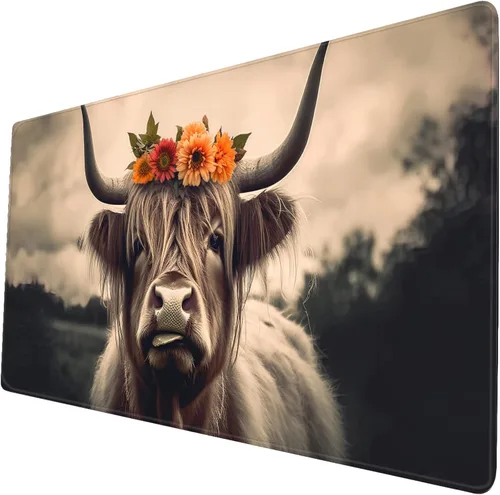 Miniatura 8 de Alfombrilla de escritorio, alfombrilla de mouse para juegos de vaca de las montañas, alfombrilla de mouse XXL extendida para oficina, computadora