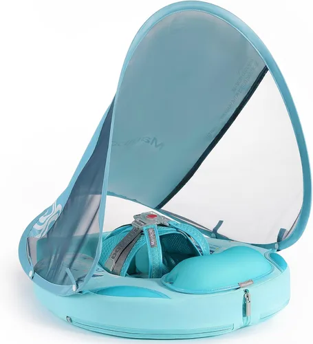 Miniatura 10 de Mambobaby - Flotador de piscina para bebé no inflable con cola y toldo, protección solar UPF 50+, sin volteo, flotador de natación para bebé