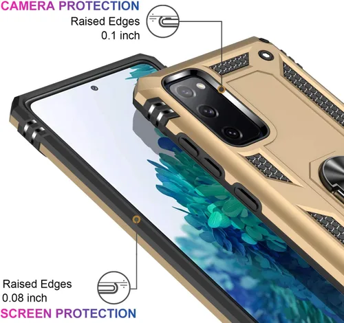 Miniatura 2 de LUMARKE Funda para Galaxy S20 FE con protector de pantalla, supera los 16 pies, probada en caídas, de grado militar, con soporte de anillo Amarillo