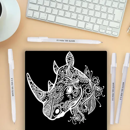 Miniatura 6 de Paquete de 12 bolígrafos de gel blanco, punta extrafina de 0.031 in, bolígrafo de gel de tinta blanca de primera calidad, para papel negro, arte