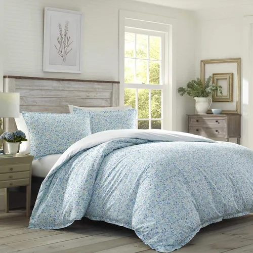 Miniatura 2 de Laura Ashley - Juego de funda de edredón tamaño individual, ropa de cama reversible de algodón con funda a juego, ropa de cama de algodón ligero