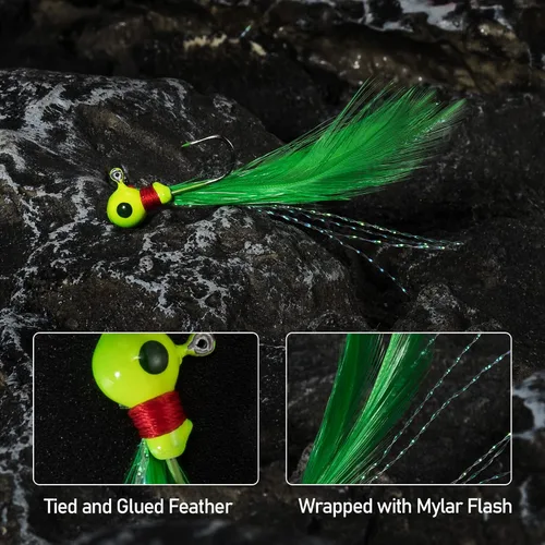 Miniatura 5 de Dr.Fish Paquete de 10 anzuelos de marabú para pesca de agua dulce, anzuelos de pesca para lubina, trucha, lucioperca, bola redonda, señuelo Bluegill