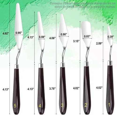 Miniatura 2 de Juego de 5 cuchillos de paleta para pintura, suministros para aceite, pintura acrílica, decoración de pasteles, cuchillo de paleta de acero