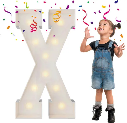 Miniatura 60 de Letras iluminadas con marco de 3 pies de alto, letras enormes con marco, marco de globos en mosaico, letra grande para decoraciones de compromiso