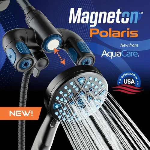 Miniatura 2 de AquaCare Polaris - Sistema combinado de 3 vías con cabezal de ducha y ducha de mano multizona de alta presión de 208 ajustes, mango de acoplamiento