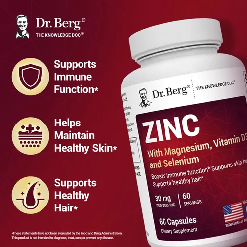 Miniatura 3 de Dr. Berg Zinc 30mg mejorado con magnesio, vitamina D3, selenio y cobre – Suplementos de zinc para hombres y mujeres – Zinc quelado para apoyo