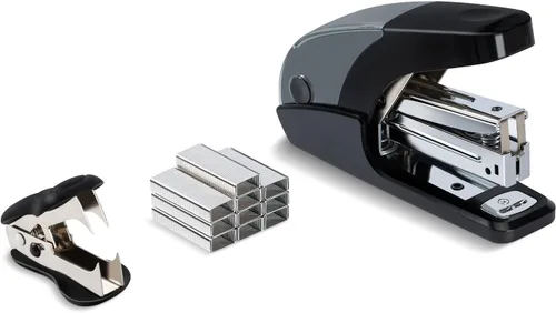 Miniatura 11 de PAPERPAL - Juego de grapadora mini sin esfuerzo, capacidad para 20 hojas, quitagrapas y almacenamiento de grapas integrados, contiene grapas