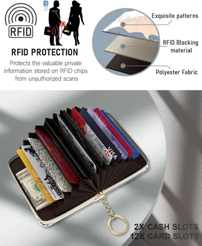 Miniatura 3 de Soporte para tarjetas de crédito, elegante cartera delgada para mujer con bloqueo RFID, perfecta para negocios y uso diario, mantiene tus