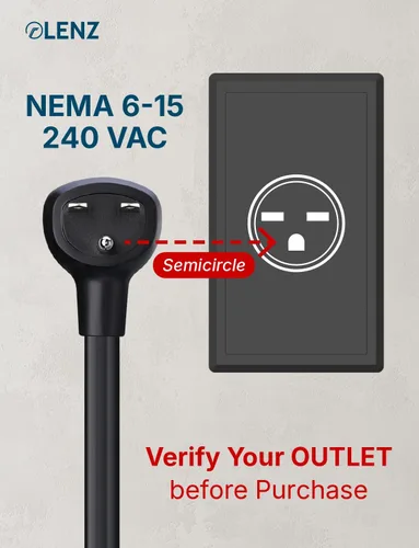 Miniatura 2 de LENZ Adaptador NEMA 6-15: compatible solo con el cargador móvil Tesla Gen 2 y 3, este adaptador se conecta a su toma de corriente de 240 V 6-15 a 12