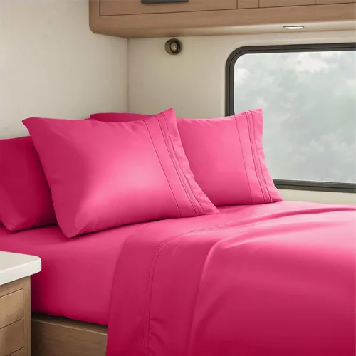 Miniatura 82 de Clara Clark - Juego de sábanas King con Flex Top, 6 piezas - Sábanas de lujo para cama King con cabeza dividida, juego de cama súper suave, King