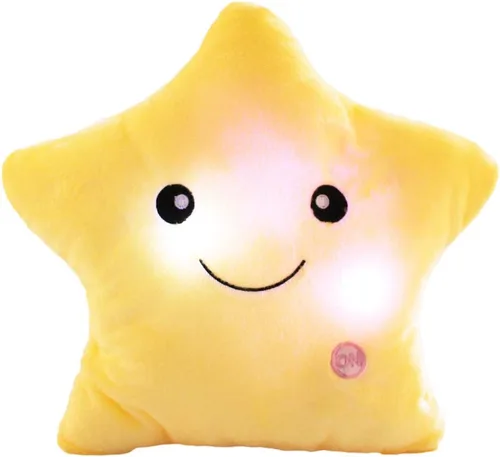 Miniatura 7 de Almohada de felpa con forma de estrella brillante con luz LED, cojines de luz nocturna creativos, juguetes de peluche para regalos para niños, Azul