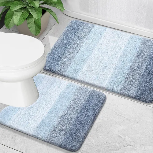 Miniatura 3 de OLANLY Juego de 2 alfombras de baño y alfombras de baño ombré, tamaño de alfombra de baño 24 x 16 pulgadas y juego de alfombra de baño 24 x 16 + 24