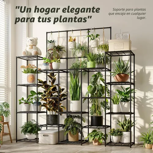 Miniatura 4 de GENTINGBRO Soporte de metal para plantas al aire libre de 63 pulgadas de alto, estante para plantas de 14 niveles grande para plantas