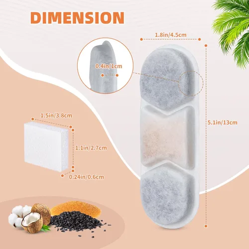 Miniatura 2 de 8 paquetes de filtros de repuesto para fuente de agua para perros Zuqqony de 12L/3.2Gal de acero inoxidable, dispensador de agua para perros DYSJ01