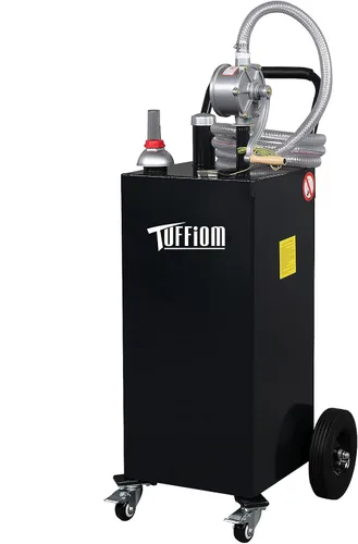 Miniatura 10 de TUFFIOM Carrito de gas portátil de 30 galones con ruedas giratorias, tanque de almacenamiento de combustible, lata diésel de gasolina con bomba