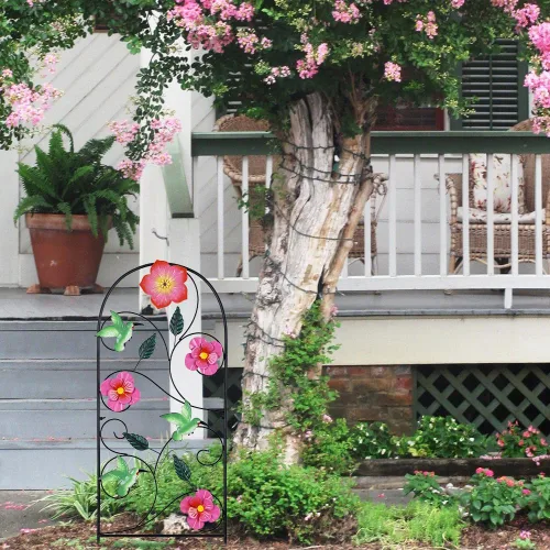 Miniatura 5 de YEAHOME Decoración de jardín para exteriores, estacas decorativas de colibrí de 33 pulgadas con flores rosas para decoración de jardín de primavera
