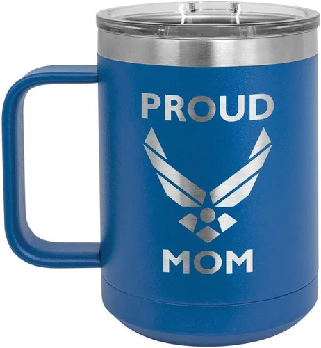 Miniatura 9 de PROUD AIR FORCE MOM BLACK Taza de café de 15 oz con tapa deslizante Taza de café de viaje aislada Ideas de regalo del día de la madre de hijo
