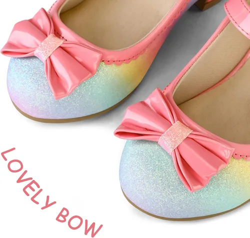 Miniatura 3 de K KomForme Zapatos de vestir para niña Mary Jane Glitter de 1.5 pulgadas, tacón bajo para boda, fiesta, zapatos de princesa