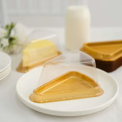 Miniatura 10 de Efavormart - Paquete de 50 recipientes de plástico para cupcakes de 3 pulgadas, color dorado y transparente, cajas cuadradas para fiestas, soporte