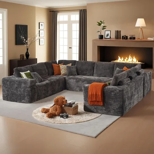 Miniatura 35 de HOOOWOOO Cloud - Sofás seccionales para sala de estar, sofá modular sin montaje, 136 x 133 pulgadas, juego de sofá grande en forma de G de pana