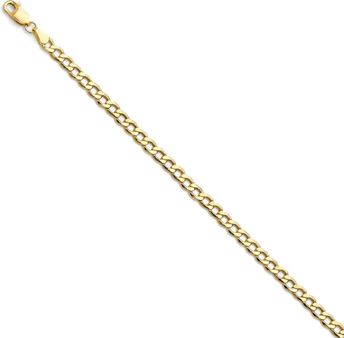 Miniatura 18 de 14k REAL Yellow/Two Tone Gold Bevelled Hollow 11mm, 9mm, 6.5mm, 5mm, 4.5mm, 3.5mm, 2.5mm, 2mm Cuban Curb Chain Necklace/Bracelet with Lobster Claw