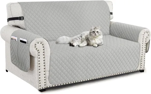 Miniatura 12 de XINEAGE Funda para Loveseat Reclinable Resistente al Agua, Fundas para Loveseat Reclinable de 2 Asientos con Bolsillos, Funda Protectora para Café