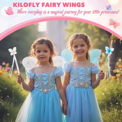 Miniatura 5 de kilofly 4 juegos de alas de mariposa de ángel, alas de hada, disfraz de princesa