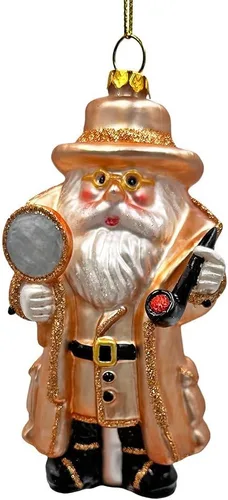 Miniatura 10 de Adorno de cristal soplado a mano de Papá Noel de safari aventurero, decoración navideña temática de viaje de explorador africano de la selva