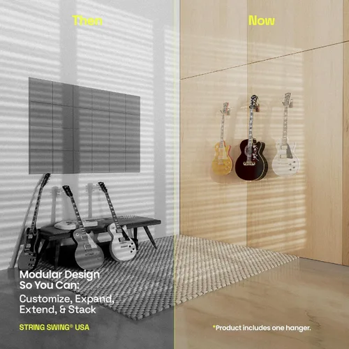 Miniatura 2 de String Swing CC01K-BW Soporte de pared para guitarras acústicas y eléctricas con soporte de pared de nogal negro