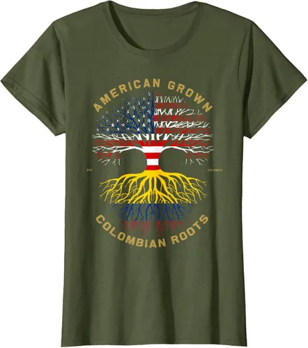 Miniatura 94 de Camiseta de regalo con la bandera de Estados Unidos con árbol de raíces colombianas